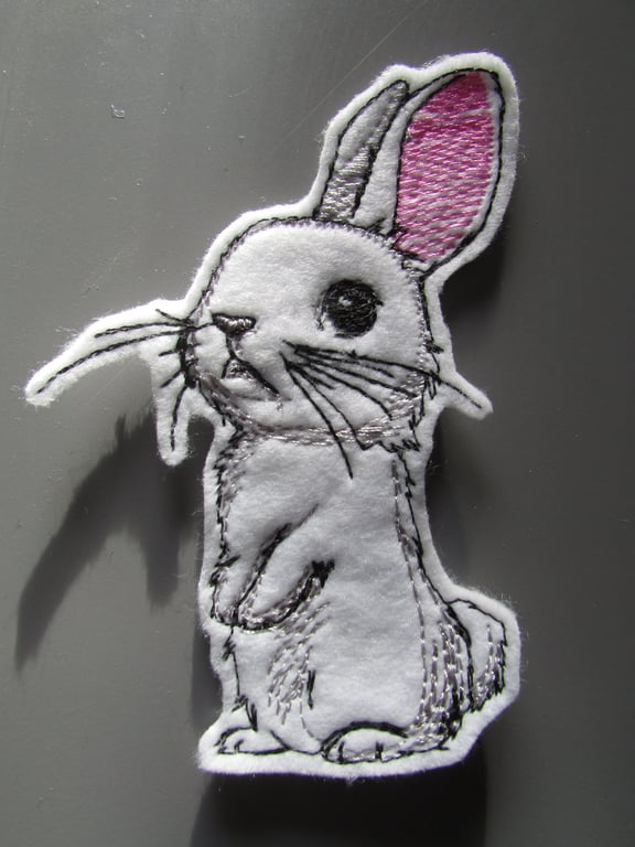 Cute Bunny Rabbit Embroidered Sew on Applique Patch
