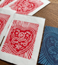 Original Hand-Printed Linocut Heart