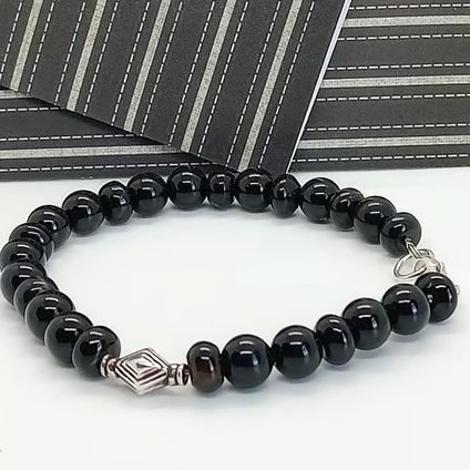 Black Agate bracelet sterling silver ready to gift postage included UK