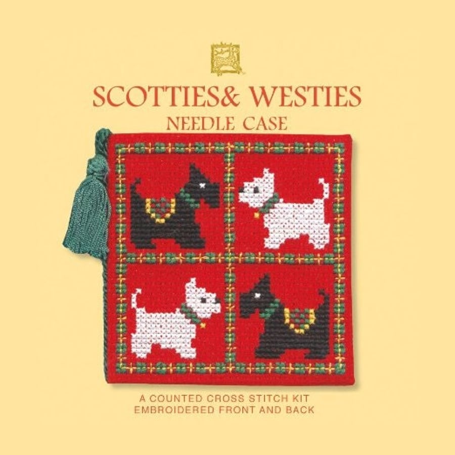 Scotties & Westies Dogs Needle Case Cross Stitch Kit - Textile Heritage