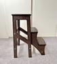 Dark Walnut Wooden Folding Step Stool. Kitchen Step Ladder UK. - Image 5