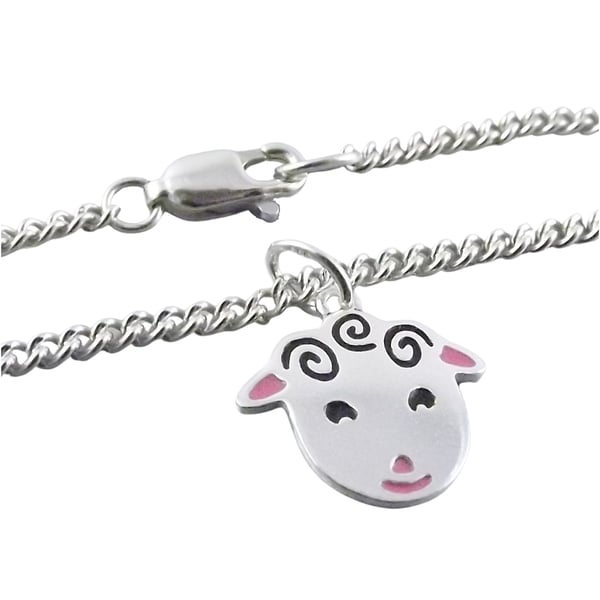 Sheep Anklet, Silver Farm Animal Jewellery, Handmade Lamb Gift for Her