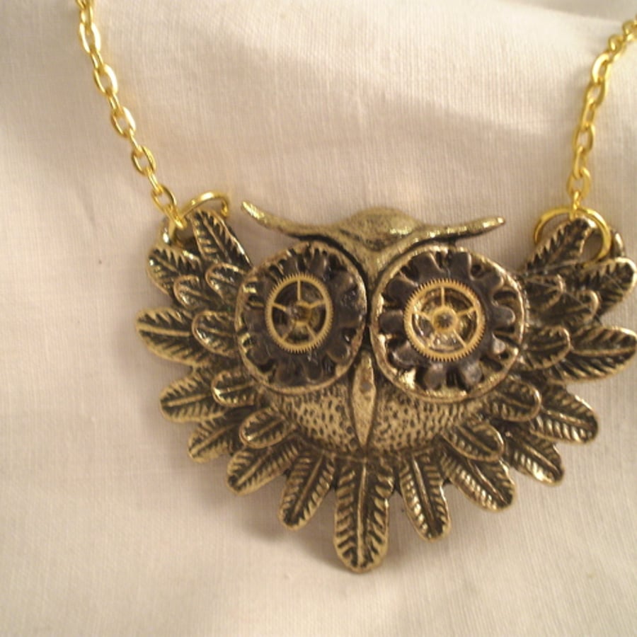Steampunk Mechanical Owl Necklace