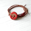 Vegan Button Wrap Bracelet in Rustic Red