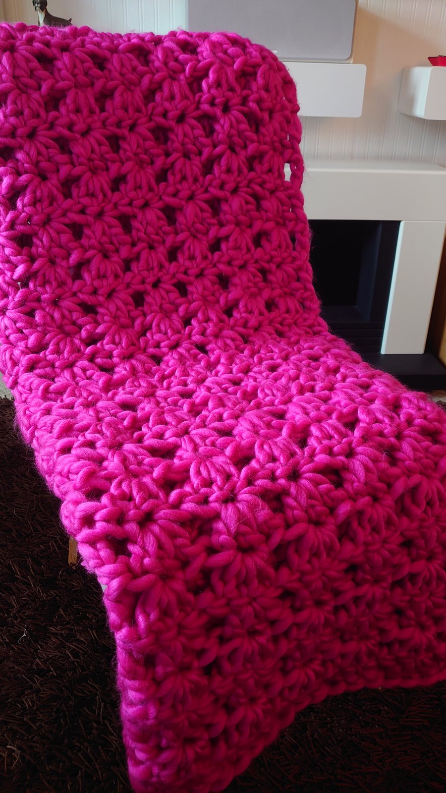 Pink soft chunky crochet blanket