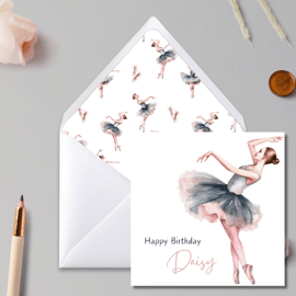Beautiful Ballerina card which can be personalised for any occasion  