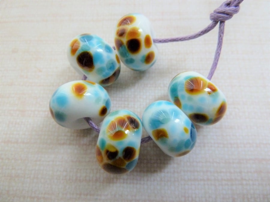 blue frit handmade lampwork glass beads