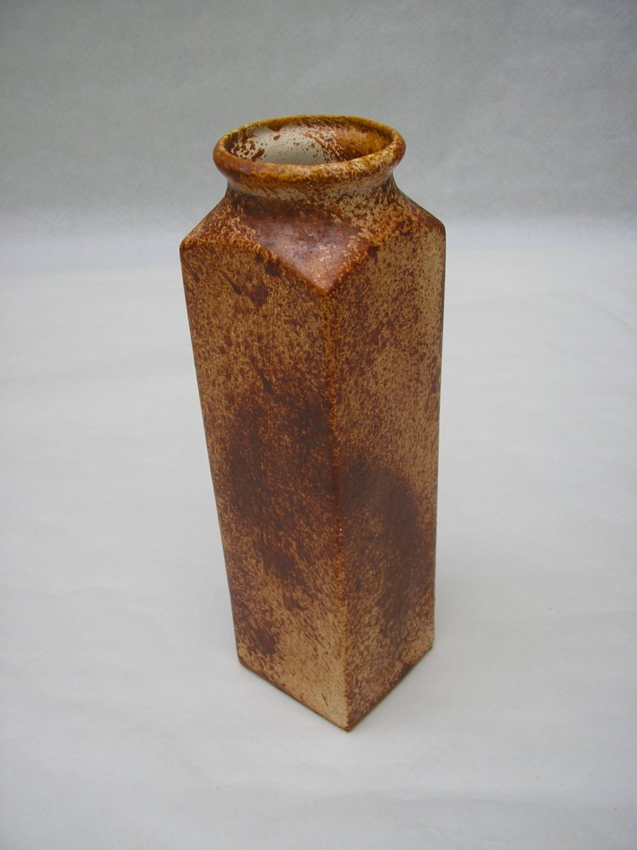 POTTERY TALL DECORATIVE SQUARE VASE 11 INS TALL X 3 INS WIDE