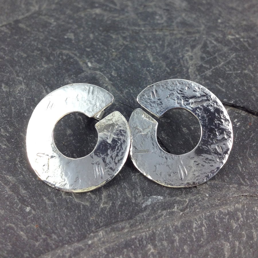 large circular sterling silver stud earrings
