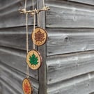 Handmade and hand painted wooden garden hanging mobile 