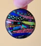 Large, round 'patchwork' fused glass pendant - Image 4