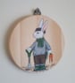 Gardening Bunny Hanging Decoration Hand Painted Gardener Rabbit - Image 3