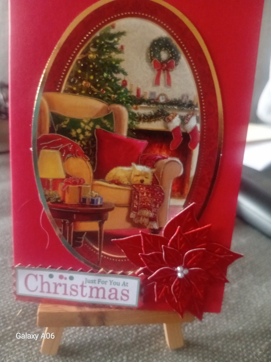 Fireside Dog Christmas Card Handmade