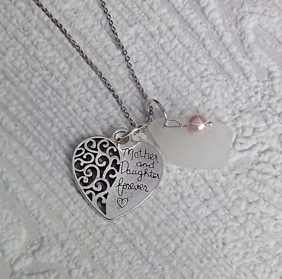 Mother and Daughter Necklace. Sea glass necklace. Mother's day gift Gift for mum