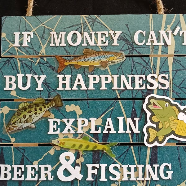Hand decorated hanging wooden sign 
