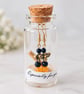 Golden Citrine & Black Onyx Bee Earrings in a Bottle – Sterling Silver Hooks