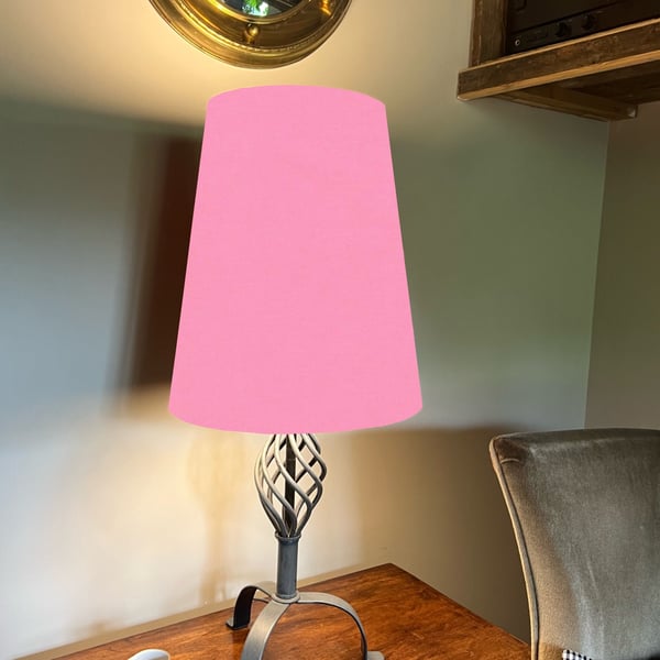 Light pink cone lampshade extra tall lampshade, baby pink cotton cone