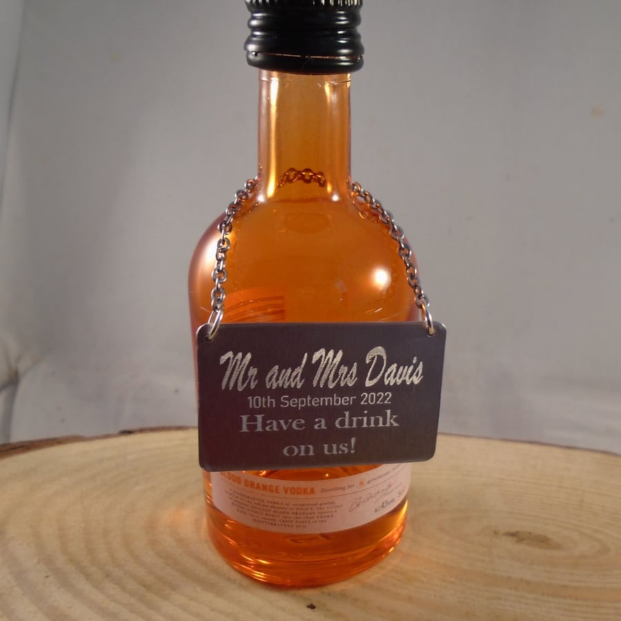 Personalised Engraved Bottle Label, Wedding Favour, Thank You Gift