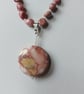 Gemstone necklace and earrings set. Pink rhodochrosite beads and pendant - Image 3