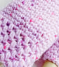 Non Wool Fingerless Gloves in a Pinky Lilac Flecked Yarn, Acrylic Handwarmers - Image 4