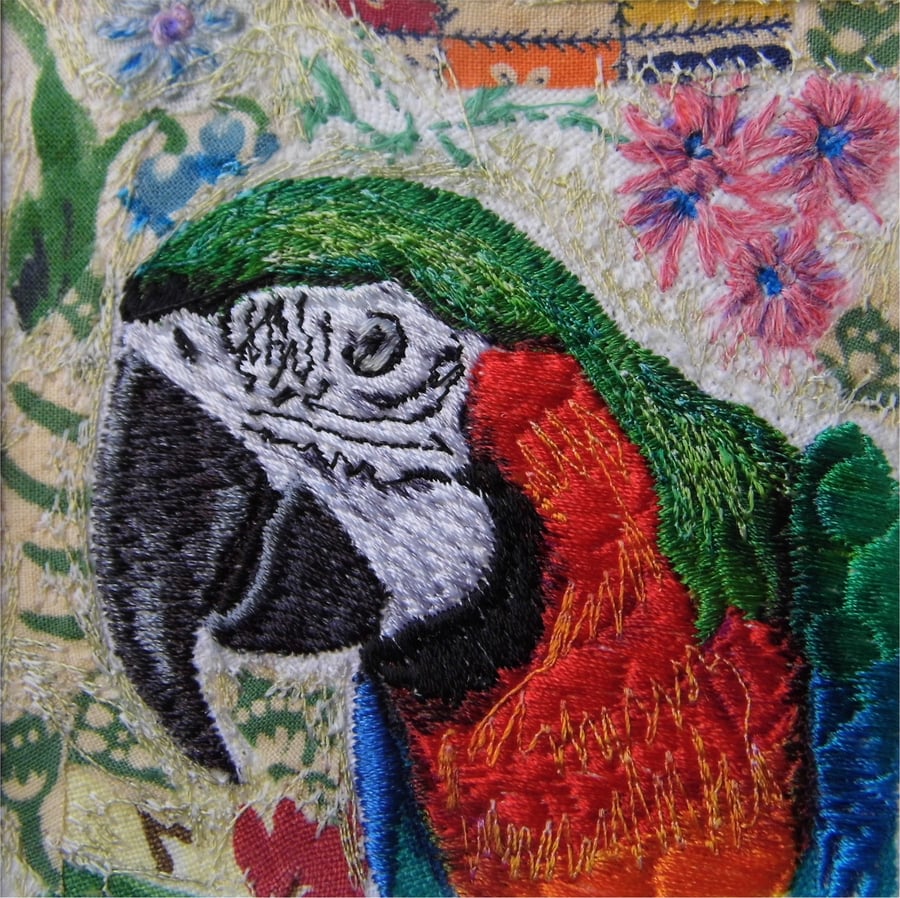 Parrot - Original Embroidery Collage