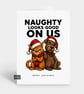 Funny Christmas Card - Naughty Cat & Dog