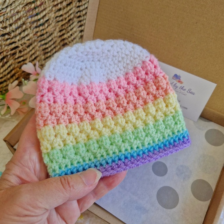 Rainbow Baby Crochet Hat – Handmade Unique Baby Gift