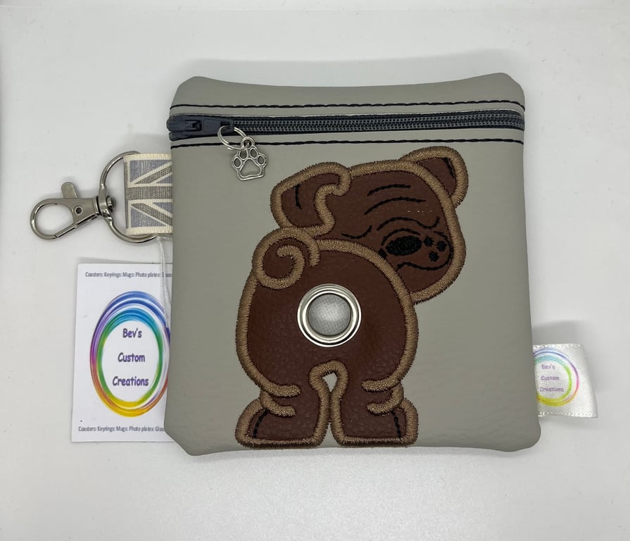 English Bulldog Embroidered Poo bag dispenser 