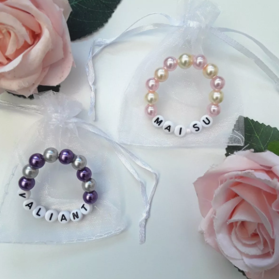 Personalised Pearl Bracelet, Pearl Stretch Bracelet,Newborn to Adult Sizes