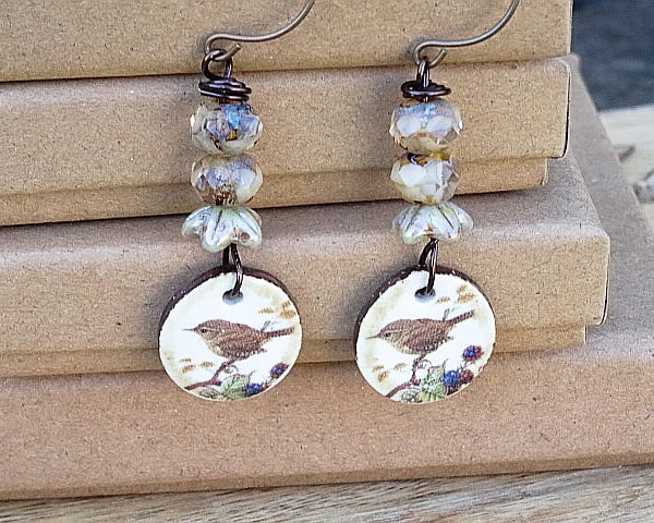 Ceramic and Czech Glass Earrings