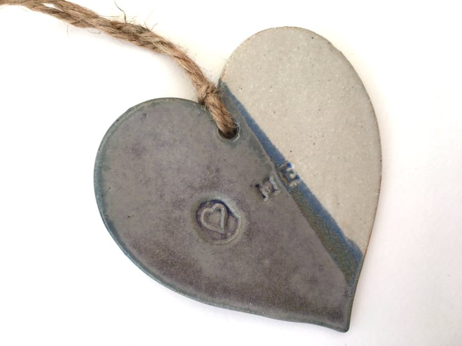 'Love Me' Hand made Loveheart hanger, lovehearts, gift idea, home decor, pottery