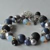 Cloudy Skies Lava Rock, Sodalite, Opal & Glass Bead Bracelet