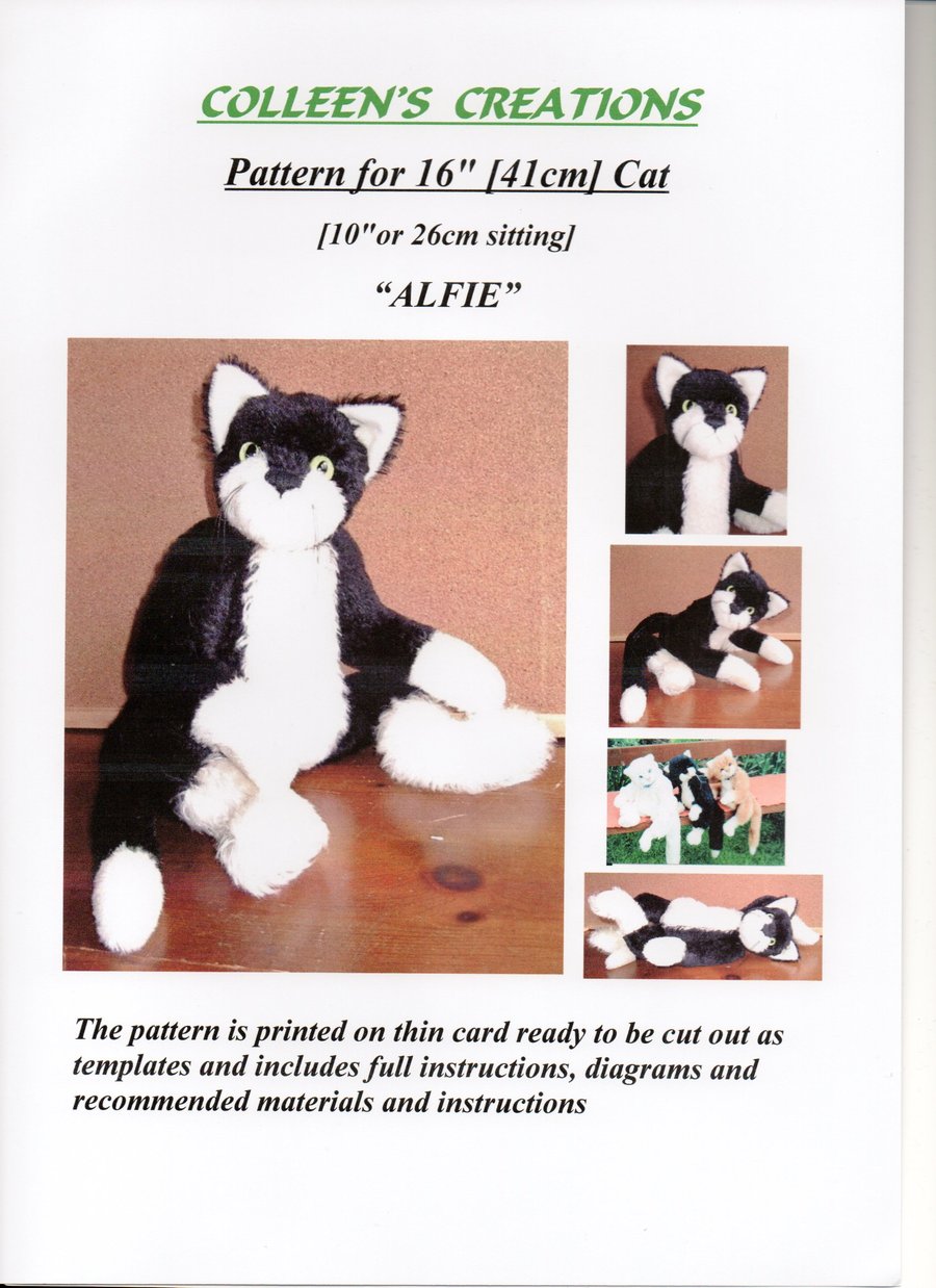 Sewing Pattern for 16" ,or 41cm, jointed, Cat
