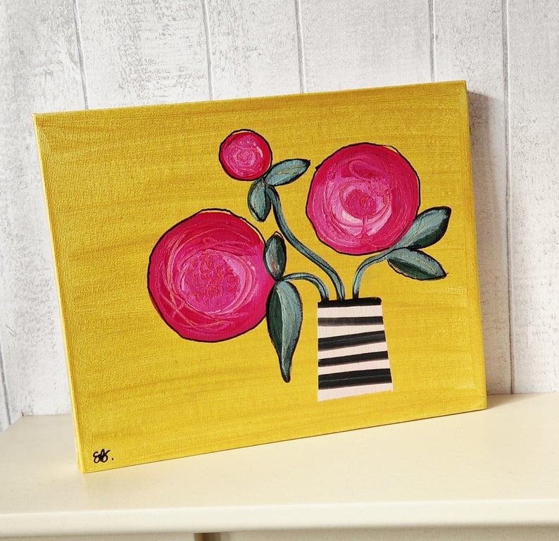 Original painting on canvas "Peonies"