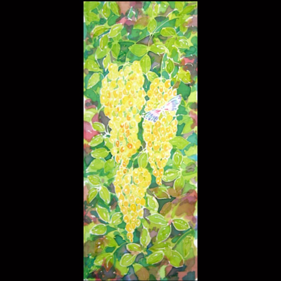 Sale! Silk Painting, Laburnum Flowers