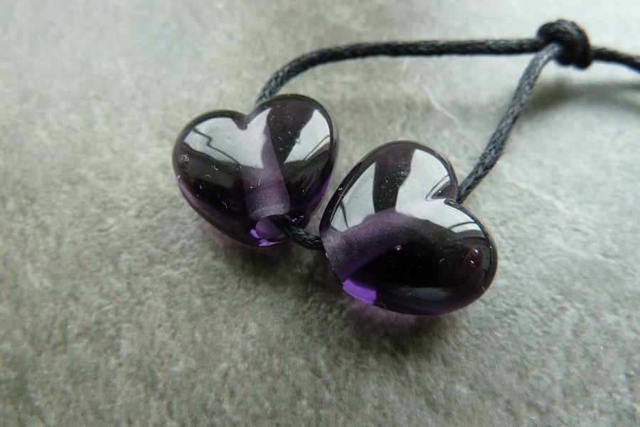 purple heart lampwork glass beads