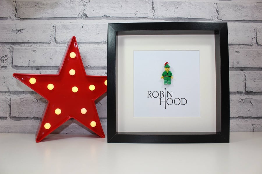 ROBIN HOOD - FRAMED CUSTOM MADE LEGO MINI FIGURE - GREAT ART WORK