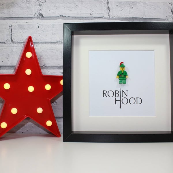 ROBIN HOOD - FRAMED CUSTOM MADE LEGO MINI FIGURE - GREAT ART WORK