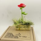 Clay and Crochet Rose - . Alternative to a Greetings Card 