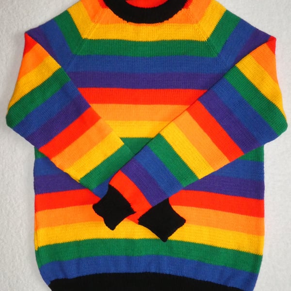 Rainbow Jumper. Raglan Jumper in 4ply Yarn. Size 38 to 40 inch Chest