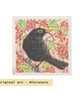 Blackbird miniature artwork, original bird drawing - Image 2