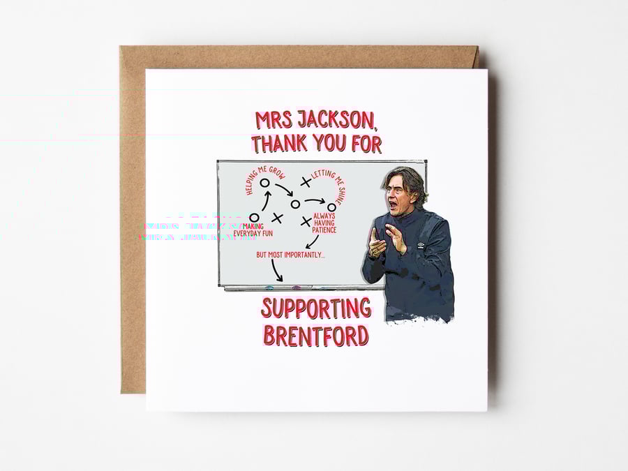 Brentford Card For Teacher, Thank You Teacher Card, Card For Teacher
