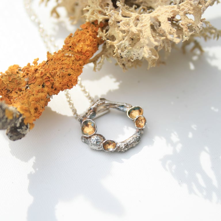 Dainty silver lichen necklace, nature inspired jewellery, unique jewellery gift 