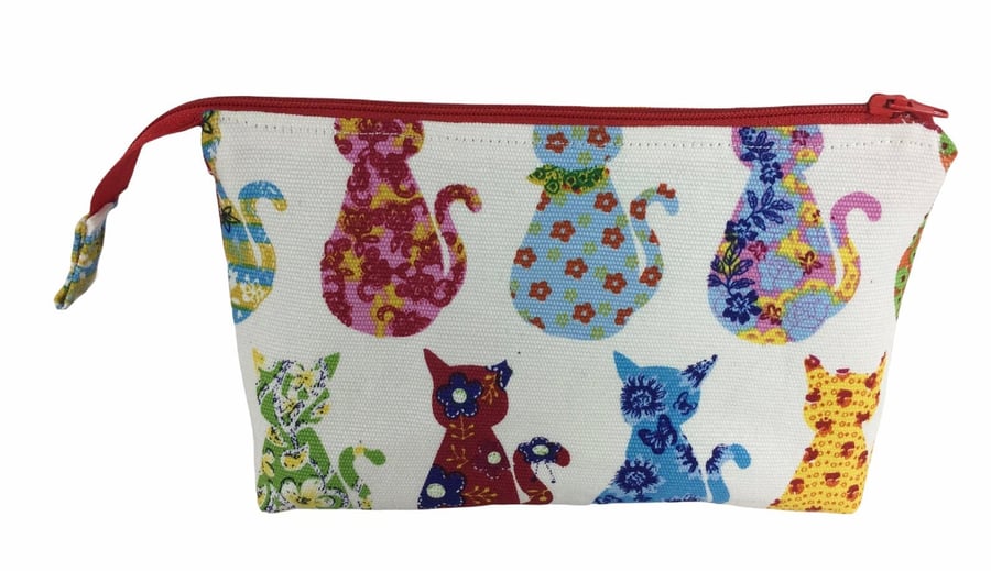 Makeup organiser bag, cosmetics pouch with cats, 3 compartments organizer zipper