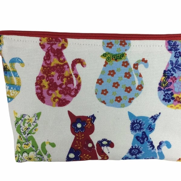 Makeup organiser bag, cosmetics pouch with cats, 3 compartments organizer zipper