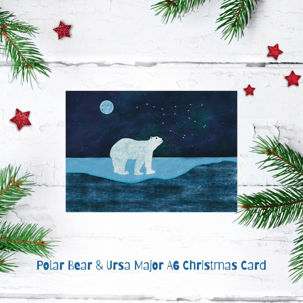 Polar Bear Christmas Card Pack of 4 - Winter Night - Free Postage