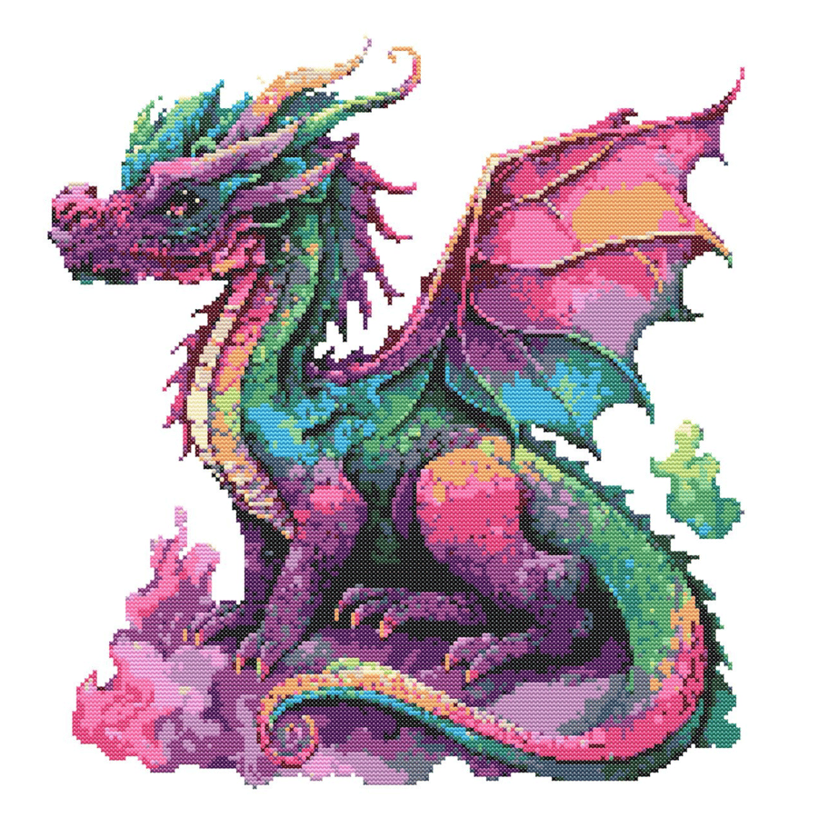 RAINBOW DRAGON - Cross Stitch Pattern - Cross Stitch Chart