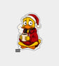 Unique Funny Christmas Sticker Xmas Decal - Cute Duck & Coffee