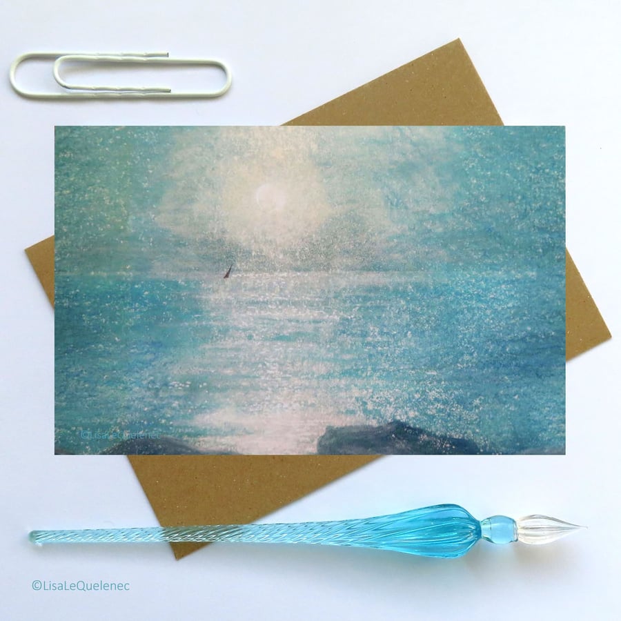 Cello free sailing by the light of the moon blank greeting card