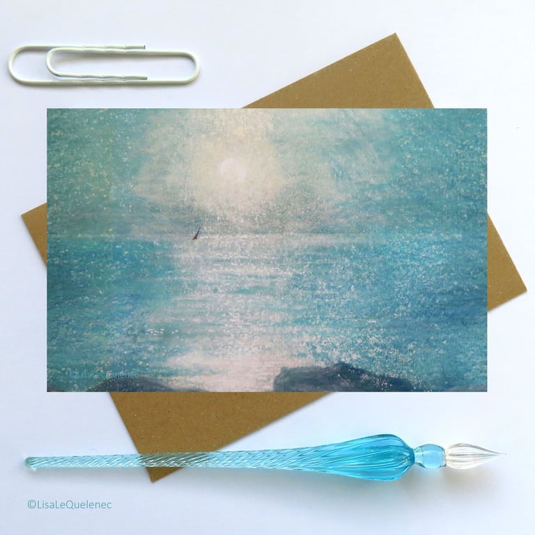 Cello free sailing by the light of the moon blank greeting card